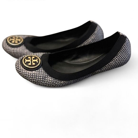 Tory Burch Patterned Ballet Flats Black White 7.5 - Picture 6 of 6
